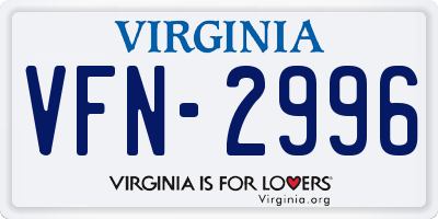 VA license plate VFN2996
