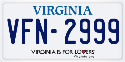 VA license plate VFN2999