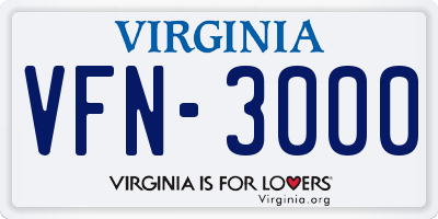 VA license plate VFN3000