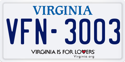 VA license plate VFN3003