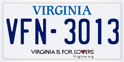 VA license plate VFN3013
