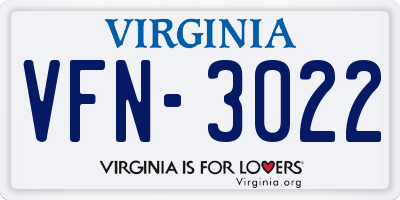 VA license plate VFN3022