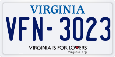 VA license plate VFN3023