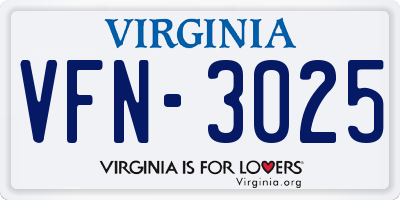 VA license plate VFN3025