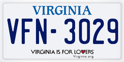 VA license plate VFN3029