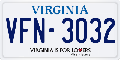 VA license plate VFN3032