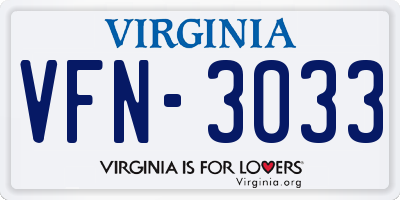 VA license plate VFN3033