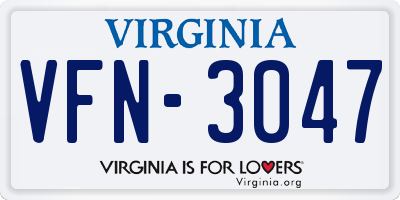 VA license plate VFN3047