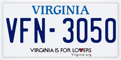 VA license plate VFN3050