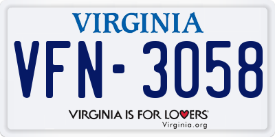 VA license plate VFN3058