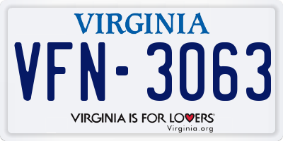 VA license plate VFN3063