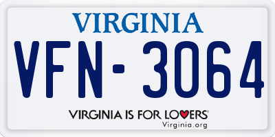 VA license plate VFN3064