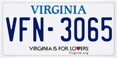 VA license plate VFN3065