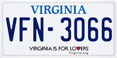 VA license plate VFN3066