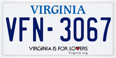 VA license plate VFN3067