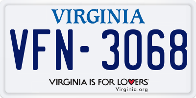 VA license plate VFN3068