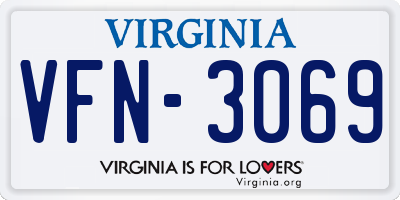 VA license plate VFN3069