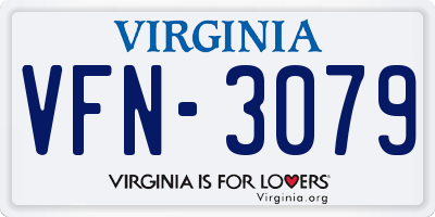 VA license plate VFN3079