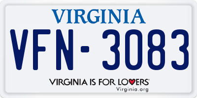 VA license plate VFN3083