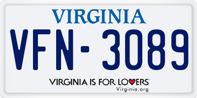 VA license plate VFN3089