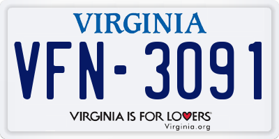 VA license plate VFN3091