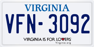 VA license plate VFN3092