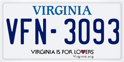 VA license plate VFN3093