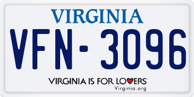 VA license plate VFN3096