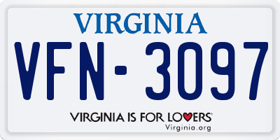 VA license plate VFN3097