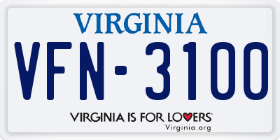 VA license plate VFN3100