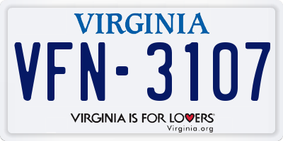 VA license plate VFN3107