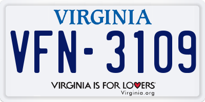 VA license plate VFN3109