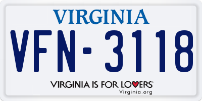 VA license plate VFN3118