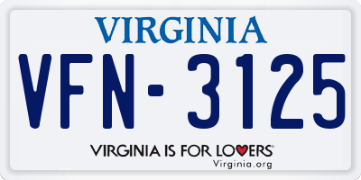 VA license plate VFN3125