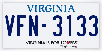 VA license plate VFN3133