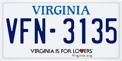 VA license plate VFN3135