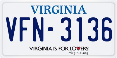 VA license plate VFN3136