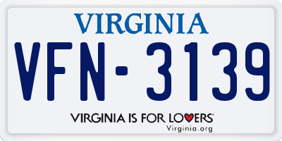 VA license plate VFN3139