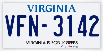 VA license plate VFN3142