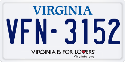 VA license plate VFN3152