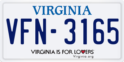 VA license plate VFN3165