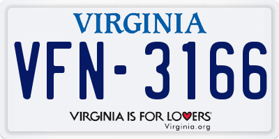VA license plate VFN3166