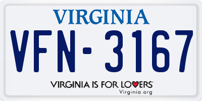 VA license plate VFN3167