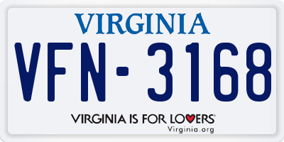 VA license plate VFN3168