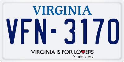 VA license plate VFN3170