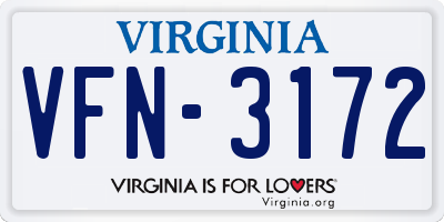 VA license plate VFN3172