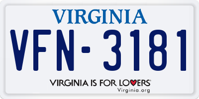 VA license plate VFN3181