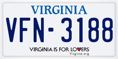 VA license plate VFN3188