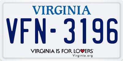 VA license plate VFN3196