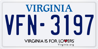 VA license plate VFN3197